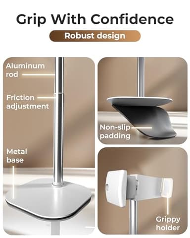 COOPER ChatStand - Height Adjustable Cell Phone Stand for Desk | Rotating, Tilting, 9-14" Telescoping Eye-Level View Cell Phone Holder for Desk (Frost White, 2-Pack) - Image 4