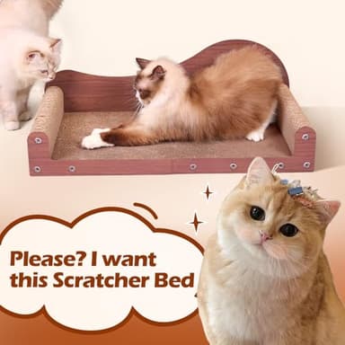 ComSaf 26.4" Large Cat Scratcher Bed, Cat Scratching Board, Durable Cardboard for Indoor Use, Extra Large Couch with Scratch Pad - Sofa Lounge - Image 7