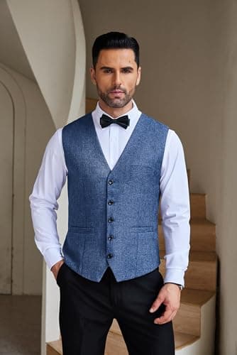 COOFANDY Men Sleeveless Slim Fit Vest Casual Wedding Suit Drawstring Waistcoat - Image 2