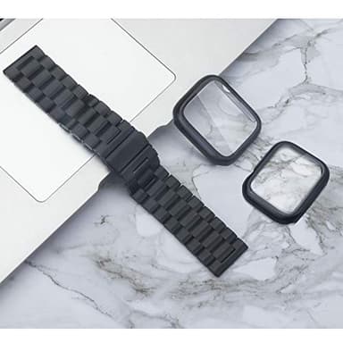 Bekomo Compatible with Apple Watch Band 49mm 44mm 45mm 42mm 40mm 38mm 41mm, Stainless Steel Metal XL large iWatch Bands with 2 Pack Tempered Glass Screen Case for Series Ultra 87654321SE for - Image 4