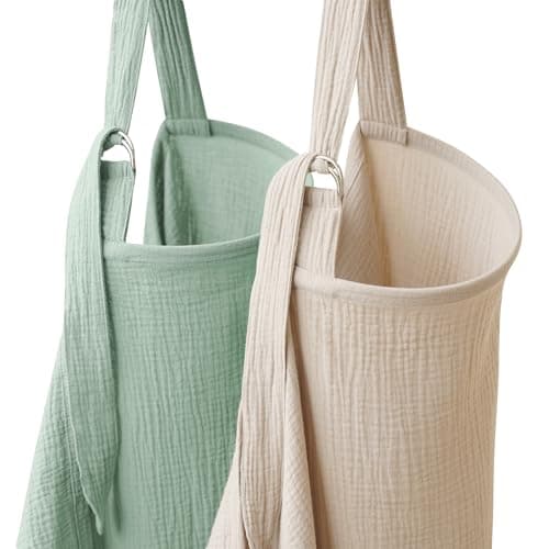 Coreeky 2 Pack Muslin Nursing Cover for Breastfeeding, Soft & Breathable 100% Cotton Breastfeeding Cover up with Adjustable Neck Strap, Multi-use Nursing Apron & Baby Carseat Canopy (Green) - Image 1