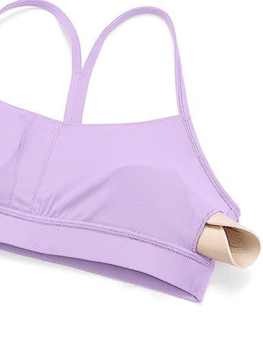 CRZ YOGA Butterluxe Womens Y Back Sports Bra - Padded Racerback Low Impact Spaghetti Thin Strap Workout Yoga Top Elfin Purple Small - Image 5