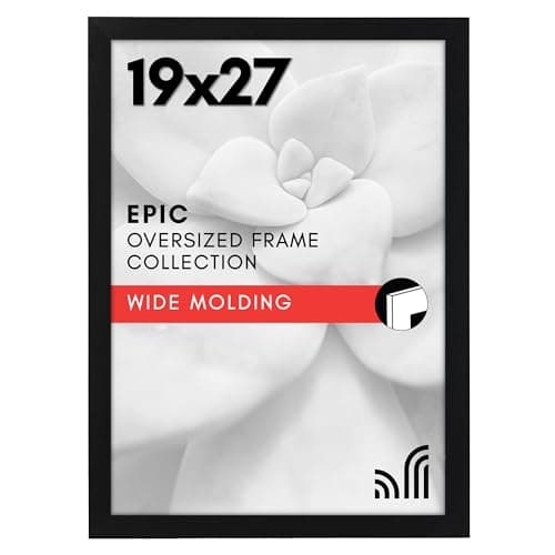 Americanflat 19x27 Poster Frame with Polished Plexiglass - Black Picture Frame - Wide Photo Frames Made of Engineered Wood for Vertical or Horizontal Wall Display - Epic Collection - Black - Image 1