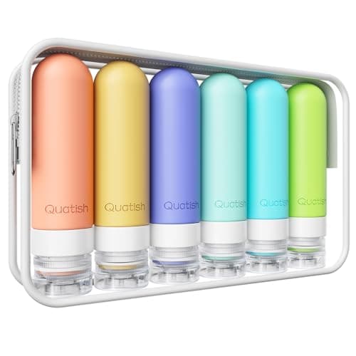 Quatish Travel Bottles for Toiletries 6 Pack, Original Patented Leakproof 3 oz Tsa Approved Travel Size Containers, BPA Free Silicone Shampoo and Conditioner Bottles, Camping Essentials - Image 1