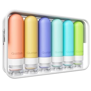 Quatish Travel Bottles for Toiletries 6 Pack, Original Patented Leakproof 3 oz Tsa Approved Travel Size Containers, BPA Free Silicone Shampoo and Conditioner Bottles, Camping Essentials - Image 1