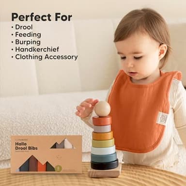 8-Pack Baby Bibs for Boys, Girls - Pullover Bibs for Drooling Teething Baby Girl & Boy Toddler, Newborn, Soft & Absorbent, Cute Colors, Large Torso Coverage Keep Infant Clean & Dry (Brick) - Image 8