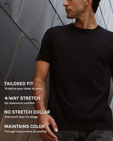 INTO THE AM Premium Men's Fitted Crew Neck Plain Essential Tees - Modern Fit Fresh Classic Short Sleeve T-Shirts for Men (Black, XX-Large) - Image 3