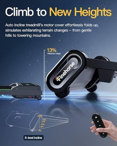 FINEHORSE Walking Pad Treadmill with Auto Incline, 6 in 1 Under Desk Treadmill, 6-Level Incline Treadmills, 2.5HP Portable Treadmills for Home with 330LBS Capacity, LED Display, Remote Control - Image 3