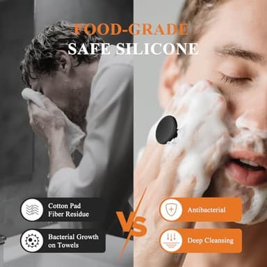 VWMYQ Silicone Face Scrubber for Men, Gentle Exfoliator Pad & Massager, Facial Cleansing Brush Silicone Face Wash Brush Removes Dead & Dry Skin (Black) - Image 3