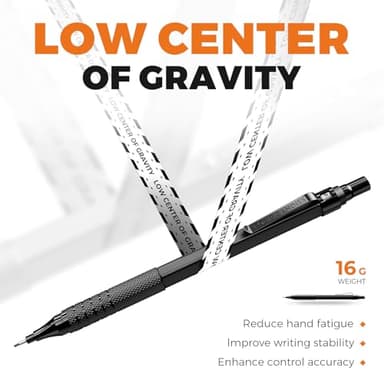 Four Candies Metal Mechanical Pencil Set, 3PCS Art Drafting Pencils 0.5, 0.7, 0.9MM & 2PCS 2MM Mechanical Drawing Pencils with 420PCS Leads (4B 2B HB 2H Color) for Writing Sketching Drawing (Black) - Image 8