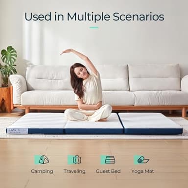 LINSY LIVING Foldable Mattress Twin XL Size 3 Inch Gel Memory Foam Trifold Portable Mattress Folding Travel Sleeping Pad 80”L*38”W*3”H White - Image 4