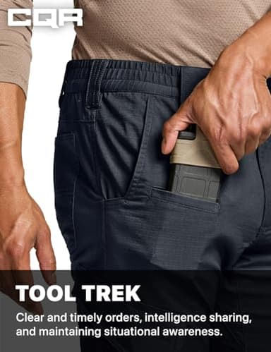 CQR Men's Flex Ripstop Tactical Pants, Water Resistant Stretch Cargo Pants, Lightweight EDC Hiking Work Pants, Dura Flex Operator Navy, 28W x 30L - Image 4