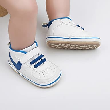 Clowora Unsex Baby Shoes Boys Girls Infant Sneakers Non-Slip Soft Rubber Sole Toddler Crib First Walker Lightweight Shoes (A03/Blue,12-18 Months) - Image 2