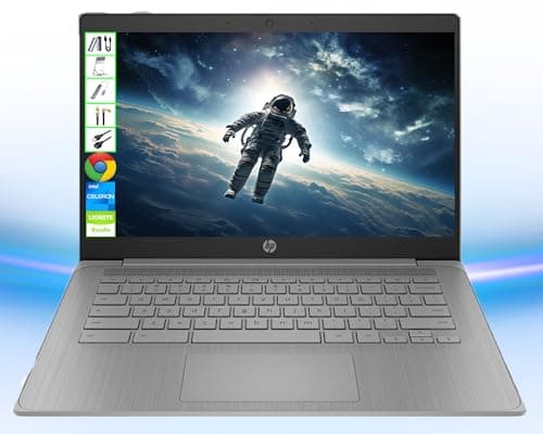 HP 14" HD 2025 Upgraded Chromebook Laptop Computer | Intel 4-Core CPU | 4GB RAM | 64GB eMMC + 64GB Card + 128GB Portable SSD | USB-C | Bluetooth | Ultra Light | Long-Battery Life| Chrome OS| LE Bundle - Image 1