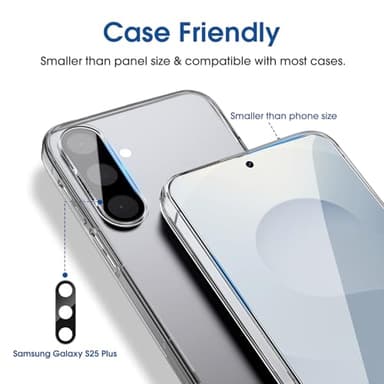 amFilm Auto-alignment OneTouch for Samsung Galaxy S25+ Plus 6.7'' Screen Protector + Camera Lens Protector, Tempered Glass, 30 seconds Installation, Bubble Free, Case Friendly, Anti-Scratch [2+2 Pack] - Image 5