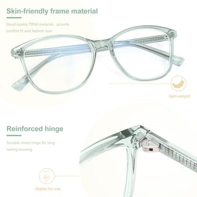 Madison Avenue TR90 Blue Light Blocking Glasses Anti Eyestrain UV Glare Blue Light Glasses for Women TV Phone Computer Gaming Eyeglasses (Transparent Green) - Image 3
