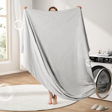 EASELAND Cooling Comforter King, Cold Touch Fabric Absorbs Body Heat, Double-Sided Cool Design Soft Fluffy Cooling Blanket for Night Sweats Hot Sleeper (Grey, King(108"x90")) - Image 7