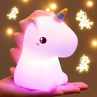 One Fire Unicorn Night Lights for Girls Bedroom,16 Colors Cute Night Light for Kids, LED Rechargeable Unicorn Lamp, Unicorns Gifts for Girls Night Light, Silicone Night Light Kids Cute Kawaii Stuff - Image 1