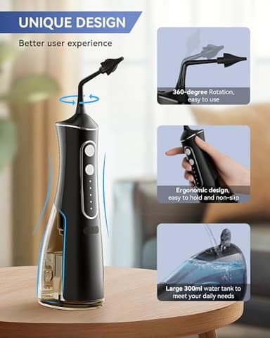 Electric Ear Wax Removal Kit, Ear Wax Cleaner with 4 Water Pressure Modes, Ear Cleaning Kit Safer and More Effective Ear Irrigation Flushing System, Earwax Removal Tool with 4 Nozzles (Silver-Black) - Image 4