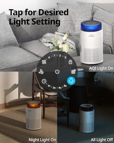 COWAY Air Purifiers for Bedroom Home up to 810 ft², True HEPA Filter for Smoke, Allergies, Pet Dander, Odor, AQI Monitor, Auto&Sleep Mode, Timer, Filter Indicator, Night Light, 3yr Warranty, 100 White - Image 6