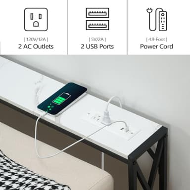 MAHANCRIS Sofa Table with Charging Station, 39.4” Narrow Entryway Console Table, Slim Hallway CouchTable, for Entrance, Foyer, Living Room, Hallway, Marble CTHM151E01 - Image 7
