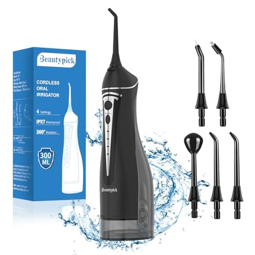 Water Flosser for Teeth Pick Cordless, Beautypick Portable Electric flossers for Teeth Cleaning and Flossing, 300ML Braces Oral Irrigator, Rechargeable Waterproof Dental Picks for Home Travel - Image 1