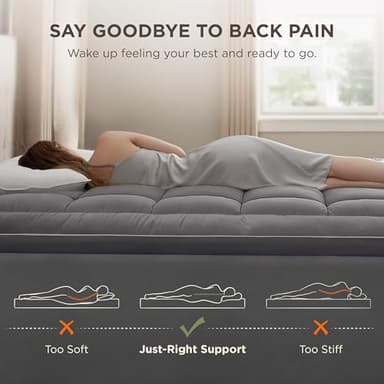 Bedsure Twin Mattress Topper - Pillow Top Mattress Pad Cover with Deep Pocket Fits up to 21 Inches, Plush Soft Bed Topper for Back Pain Relief, Overfilled with Down Alternative Filling, Grey - Image 4