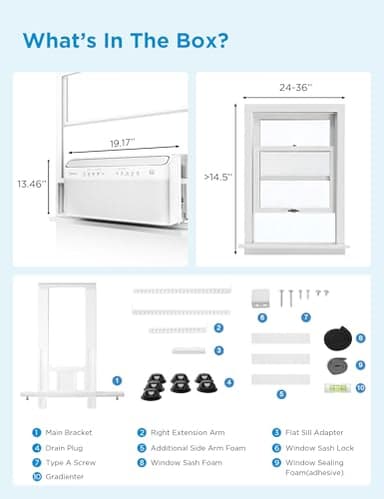 Midea 8,000 BTU U Shaped Smart Inverter Window Air Conditioner - Cools 350 Sq Ft, Ultra Quiet with Open Window Flexibility - Alexa/Google Assistant Compatible - 37% Energy Savings, Remote (Updated) - Image 2