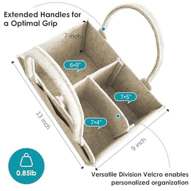 Cute Castle 2 Pack Diaper Caddy Organizer - Portable Baby Caddy Organizer with Handle, Nursery Storage Bin and Car Organizer for Girls, Boys - Baby Gift Basket - Oatmeal - Image 2