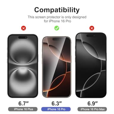 NEW'C 3 Pack Designed for iPhone 17, 17 Pro, iPhone 16 Pro Screen Protector (6.3 inches), Enhanced Tempered Glass Protection with easy installation tool included,Case Friendly Ultra Resistant - Image 2