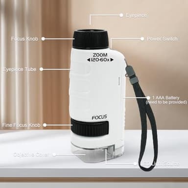 Kids Microscope, Portable Microscope for Kids Zoom 60x-120x, Little Scientist Lab Education, Gifts for Girls Boys 8-12, STEM Handheld Scope, Science Toys - Image 7