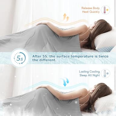 EASELAND Cooling Comforter King, Cold Touch Fabric Absorbs Body Heat, Double-Sided Cool Design Soft Fluffy Cooling Blanket for Night Sweats Hot Sleeper (Grey, King(108"x90")) - Image 4