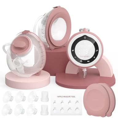 Momcozy Breast Pump V1 Pro Hospital-Grade, Hands-Free & Portable Wearable Pump, Upgraded Electric Pump with 3 Fine-Tuned Rhythms|15 Levels, Come with Leak-Proof DoubleFit Flange, Cozy Red. - Image 1