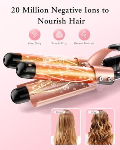 Waver Curling Iron Wand, BESTOPE PRO 5 in 1 Curling Wand Set with 3 Barrel Hair Crimper for Women, Fast Heating Hair Wand Curler in All Hair Type - Image 5