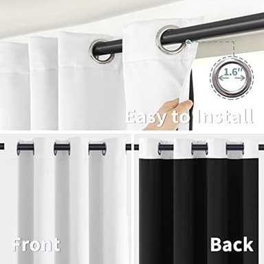 BGment White Blackout Curtains 63 Inch Long - Black Out Curtains for Bedroom Thermal Insulated Grommet Total Room Darkening Window Drapes for Summer Heat Blocking, 2 Panels, 42 x 63 Inch - Image 6