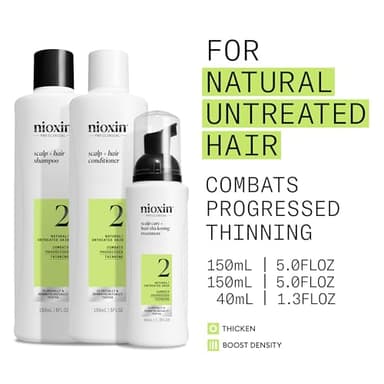 Nioxin Scalp + Hair Thickening System 2 | For Natural Hair with Progressed Thinning | Boost Hair Density with Niacinamide & Biotin | Trial Size | 1 Month Supply - Image 4
