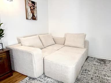 YITAHOME 107 Inch Cloud Sectional Couch with L-Shape Chaise, Modern Modular Sofa with Deep Seat and 3 Pillows, Corduroy Upholstered Couches for Living Room Bedroom, No Assembly Required, Milky White - Image 8