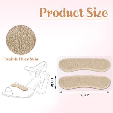 Cutecrop 6 Pair Sandal Shoe Strap Extender Heel Sandal Strap Cushion Strips Heel Grips Liner Insert for Shoes Too Big Preventing Slipping, Rubbing, Non-Slip(Beige) - Image 6