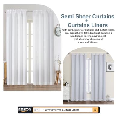Chyhomenyc White Curtains 84 Inch Length 2 Panels Set, Faux Linen Textured Semi Light Filtering Soft Airy Farmhouse Curtain Drapes for Living Room Bedroom, Cortinas para Sala, 40Wx84L - Image 5