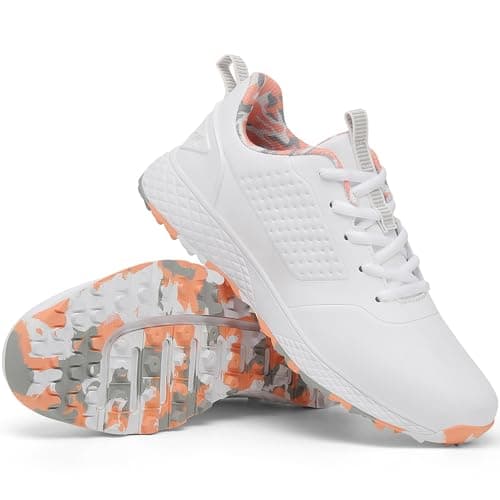 ULTIANT Women Golf Shoes Spikeless Waterproof Golf Sport Sneakers Size5-9.5(White_Pink,39) - Image 1