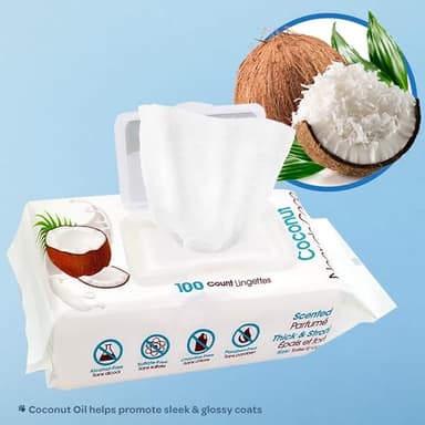 Best Pet Supplies Pet Wipes for Dogs - Dog Wipes Cleaning Deodorizing, for Coats, Ears, Paws - Moisturizing, Coconut, 100 Count - Image 2