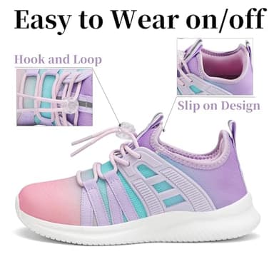 TOTOMONA Tennis Shoes for Kids Lightweight Boys Running Shoes Mesh Girls' Athletic Shoes Pink & Purple Size Toddler 9 - Image 4
