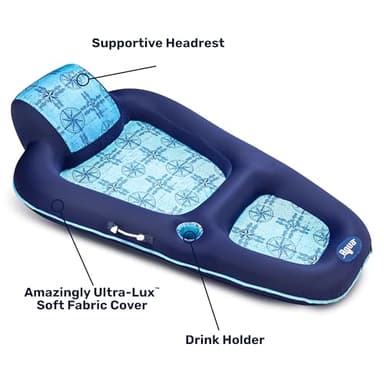 Aqua Luxury Water Lounge, X-Large, Inflatable Pool Float with Headrest, Backrest & Footrest, Navy/Light Blue - Image 6