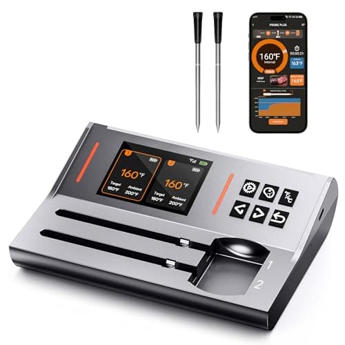 Wireless Meat Thermometer 2 Probes, Bluetooth Smart Meat Thermometer Digital Wireless Remote Tracking and Real-Time Readings, Standalone Base & Thinnest Probe, iOS and Android, for Grill, BBQ, Smoker - Image 1