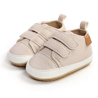 BABSMULY Baby Boys Girls Shoes Non-Slip Rubber Sole High-Top PU Leather Sneakers Infant First Walking Shoes Toddler Crib Shoes Newborn Loafers Flats.(Beige, 6-12 Months) - Image 5