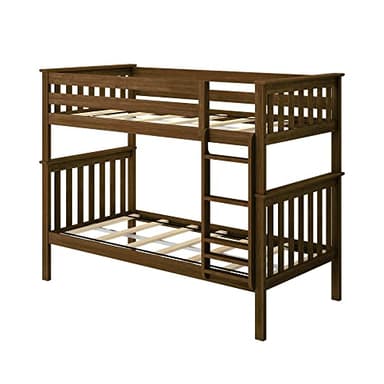 Max & Lily Bunk Bed Twin over Twin, Solid Wood Bunk Bed Frame with Ladder for Kids, 14" Safety Guardrails, Easy Assembly, No Box Spring Needed, Walnut - Image 4