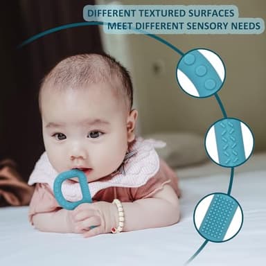 Sensory Chew Toys for Autistic Children 4 Pack, P Shape Sensory Toys for Babies Toddlers, Baby Teething Toys for 3-6 6-12 Months Oral Motor Stimulation, Silicone Chewy Necklaces for Kids Adults - Image 3