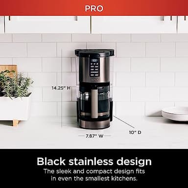 Ninja | Coffee Maker | 14-Cup Glass Carafe | Programmable | Includes Adjustable Warming Plate, Freshness Timer & Removable Water Reservoir | Black Stainless Steel | DCM201BK - Image 3
