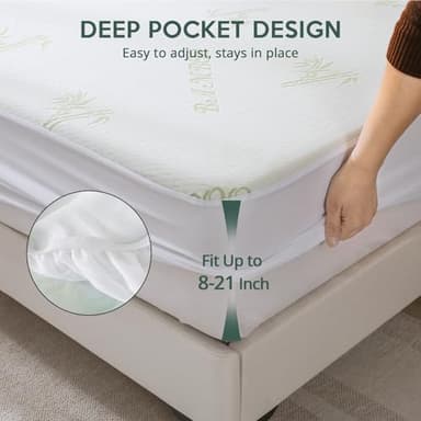 Premium 100% Waterproof King Mattress Protector, Breathable Mattress Cover King Size Bed, 3D Air Fabric Cooling Bed Pad Cover, Deep Pocket 8"-21" - Image 5