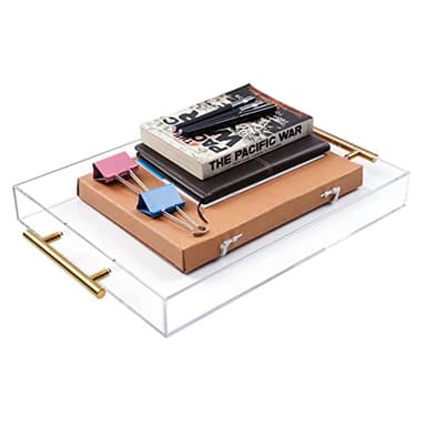 12"x16" Clear Acrylic Serving Tray with Golden Handles, Sturdy Huge Capacity Acrylic Tray for Coffee, Juice, Kitchen and Desk Organizer, Storage Tray (12"x16") - Image 7